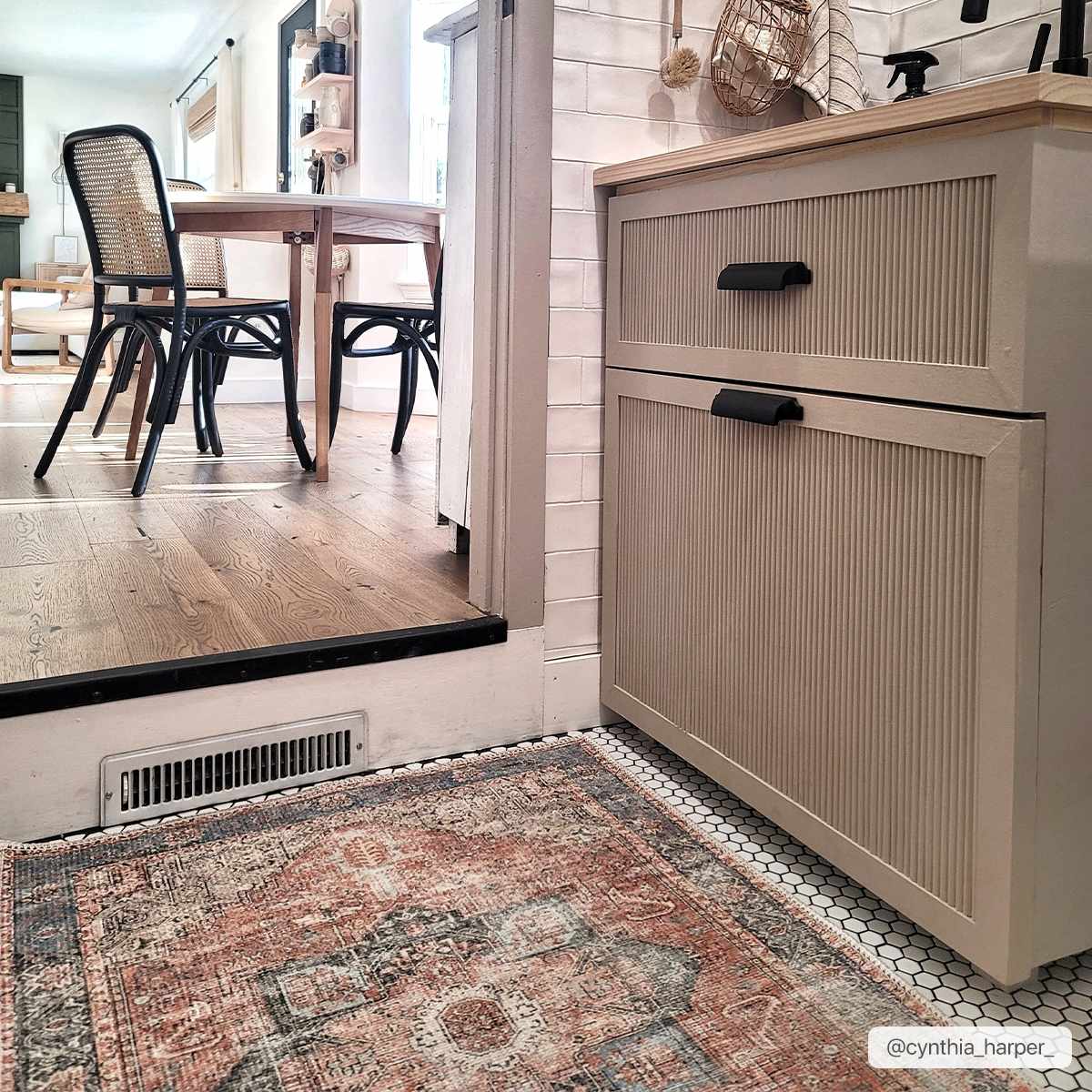 Alfombra Rosman lavable con efecto desgastado