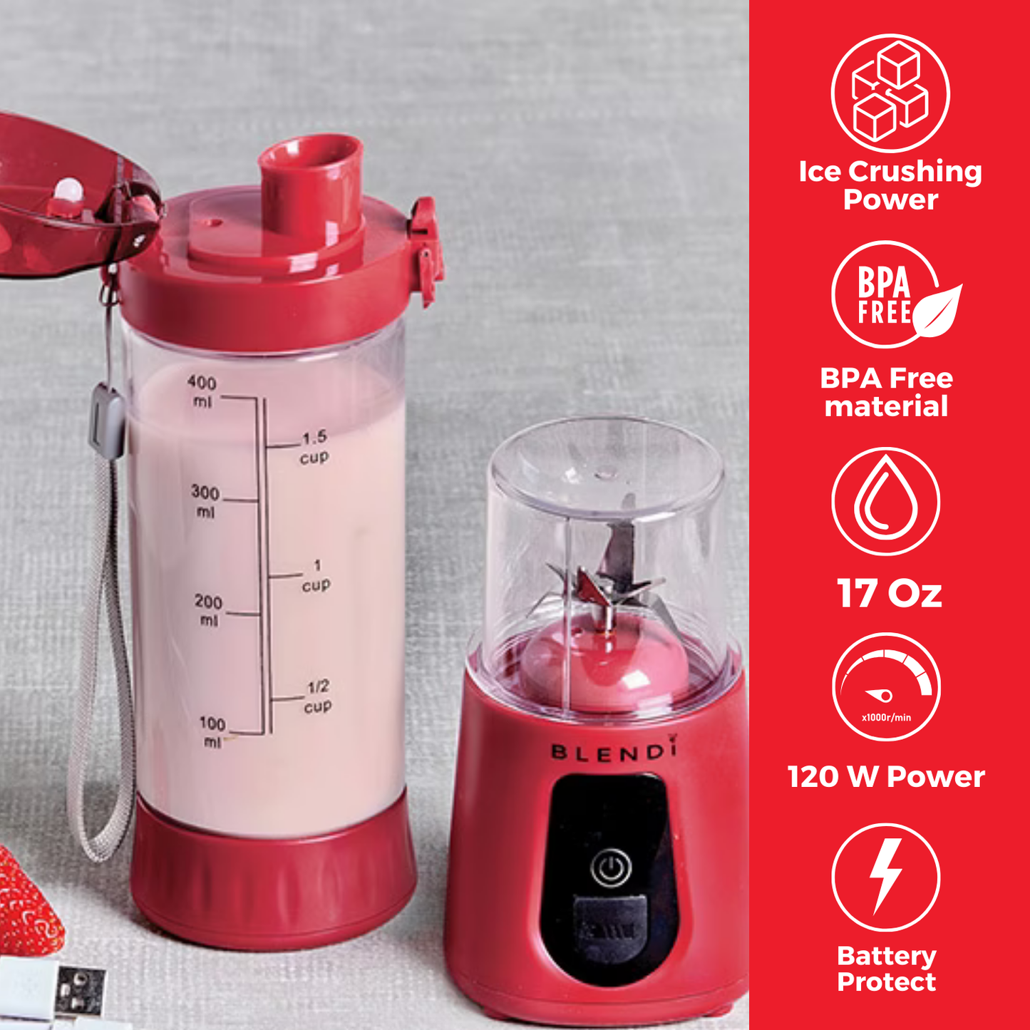 Batidora portátil Pro+ para picar hielo (500 ml)