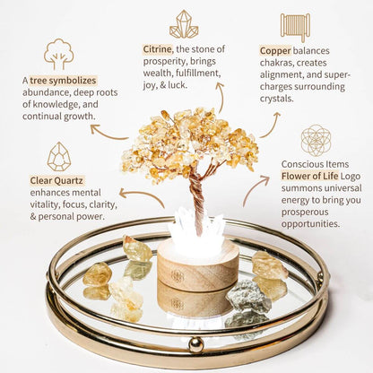 Lámpara Dorada de la Riqueza - Árbol de Citrino