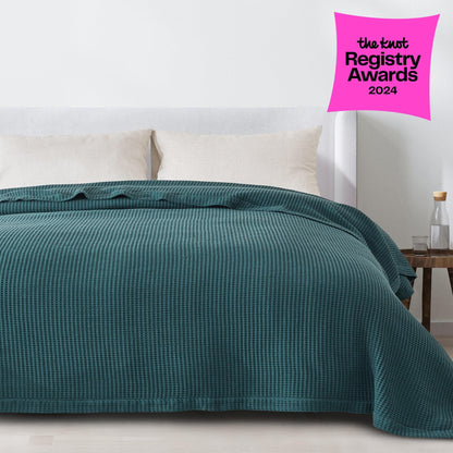 100% Cotton Waffle Weave Blanket - Mikala Collection