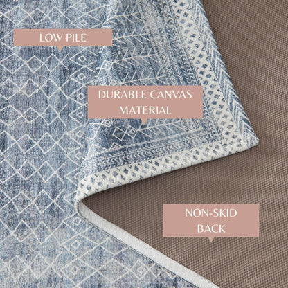 Distressed Moroccan Machine Washable Accent Area Rug 3' x 5' - Neve Collection