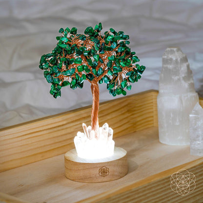 Lámpara de árbol de la ansiedad de malaquita