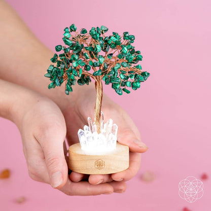 Lámpara de árbol de la ansiedad de malaquita