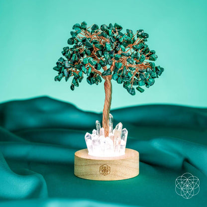 Lámpara de árbol de la ansiedad de malaquita