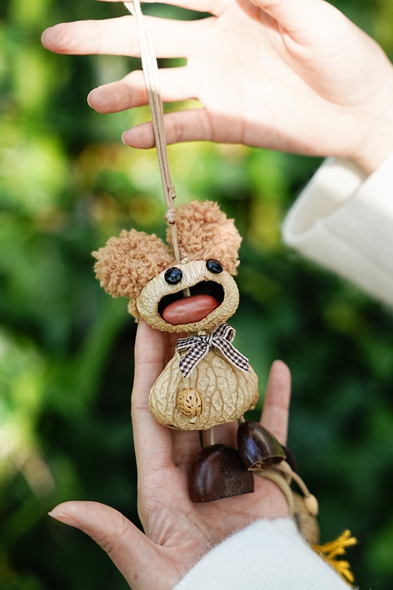 "The Chatterbox" - Funny Big-Mouth Nut Shell Doll with Fuzzy Ears
