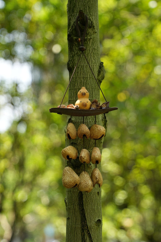 "The Forest Voyager" - Natural Pod Boat Wind Chime with Little Gourd Sailor