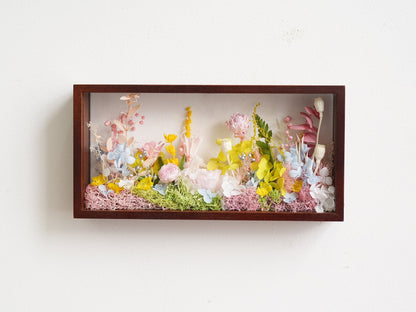 "The Landscape Garden" - Real Preserved Flower Shadow Box (Panoramic Desk Decor)