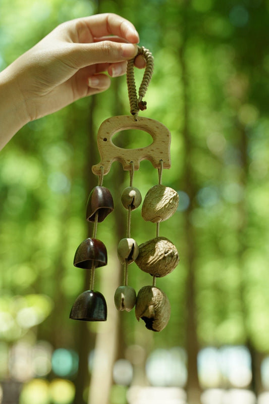 "The Wooden Elephant Chime" Carved Mini Mobile