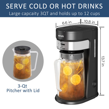 Cafetera Wirsh para café helado, máquina de té helado con jarra de 85 onzas, control de intensidad y filtro reutilizable