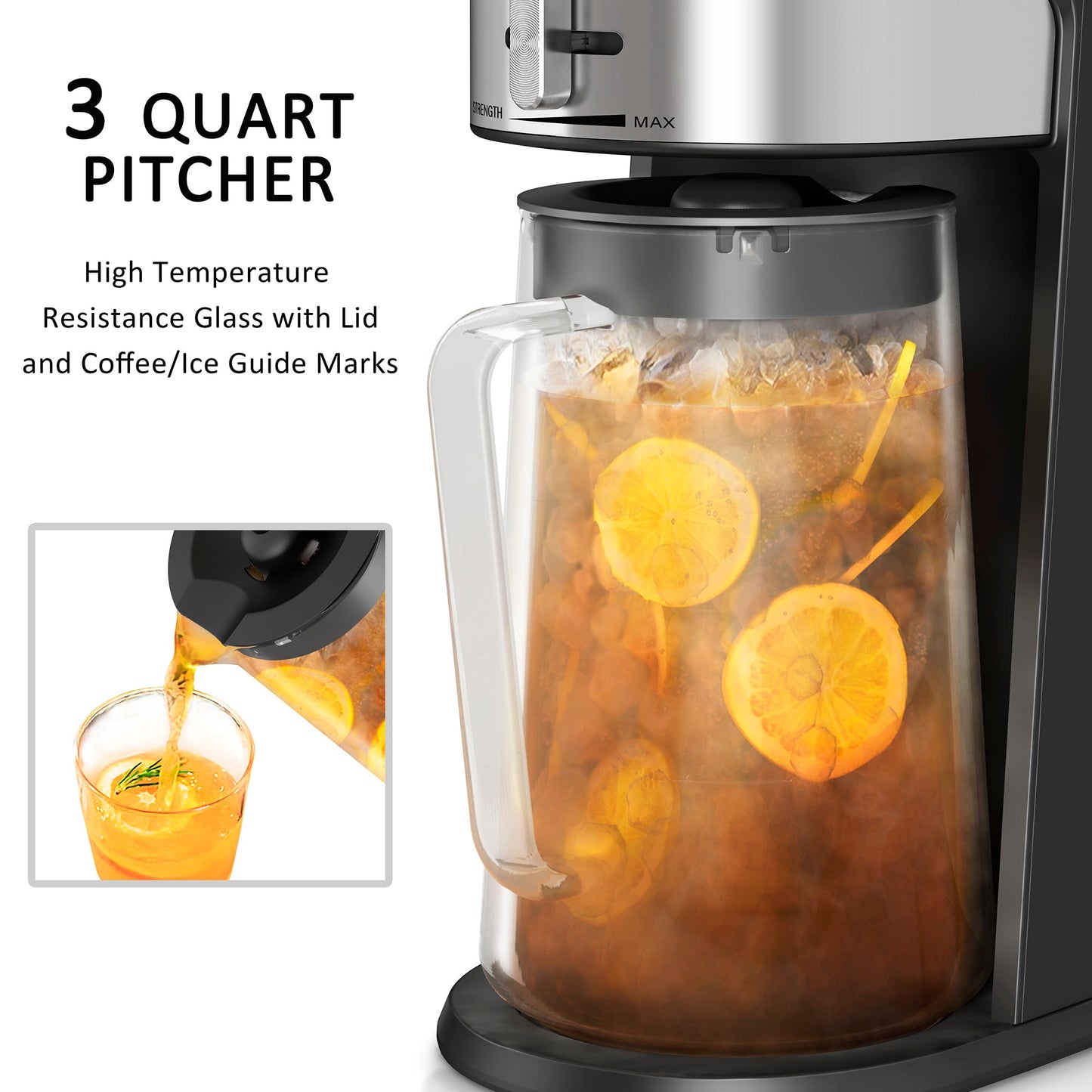 Cafetera Wirsh para café helado, máquina de té helado con jarra de 85 onzas, control de intensidad y filtro reutilizable
